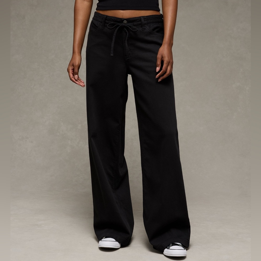 American Eagle Dreamy Drape Stretch Low-Rise Ultra Wide-Leg Pant Women Sz 4L NWT